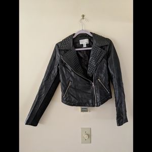 Faux leather jacket studded